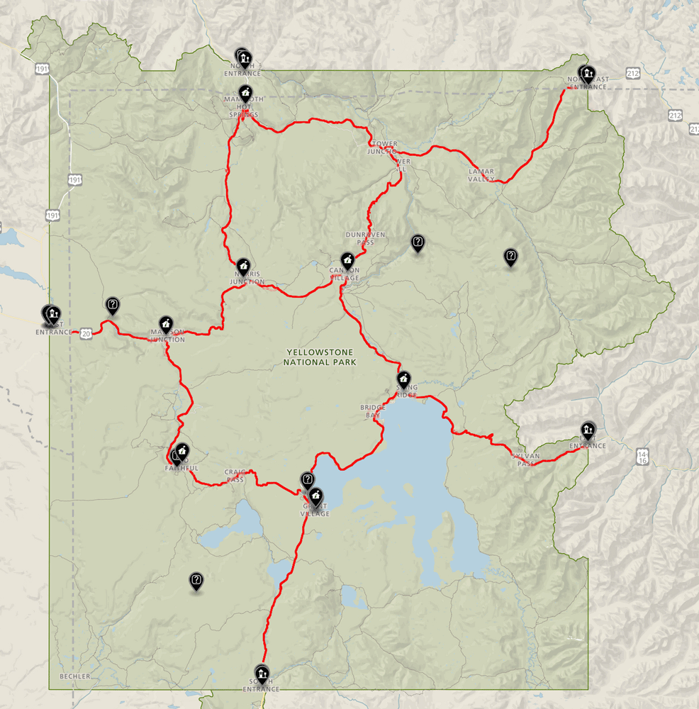 Printable Road Map Yellowstone National Park